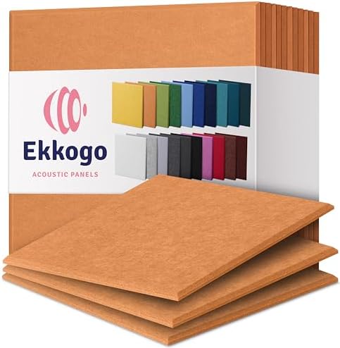 Acoustic Panels 12-Pack Soundproof Wall 12"X12"X0.4" - High Density Sound Dampening [70'S Orange Square]