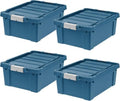 IRIS USA 4-Pack 12 Gal Heavy Duty Lockable Storage Totes with lids, Navy