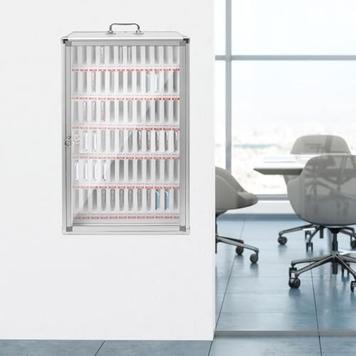 72 Slots Aluminum Alloy Pocket Chart Storage Cabinet,Cell Phones Storage Cabinet,Wall-Mounted with a Locked,Can be Carried by Hand