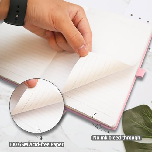 Heture Hardcover Notebooks, A5 Lined Journals Notebook for Writing 160 Pages, 8.2 x 5.5 inch, Classic Ruled Notebooks for College/Work/Travel (Pink, 1 Pack)