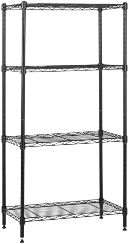 Amazon Basics 4-Shelf Steel Wire Storage Shelves for Garage, Adjustable Metal Shelving Unit, 200 lbs Per Shelf, 23.2" W x 48" H x 13.4" D, Black