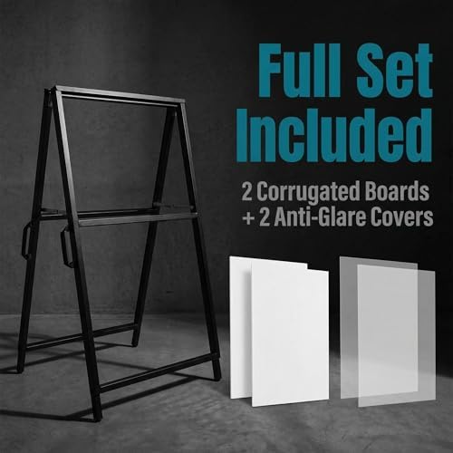 A Frame Sidewalk Sign 24x36 inches Sandwich Board Signs Outdoor Heavy Duty Double-Sided,including 2 Corrugated Boards 2 Anti-Glare for Business Indoor Outdoor (1 PACK)