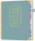 Academic Planner 2026-2027, 18 Months Weekly and Monthly Hardcover Planner, July 2026 - December 2027, 8.5" x 11" A4 Large Daily Calendar Planner Book with Tabs, Spiral College School Agenda Organizer for Student Teacher, Dusty Blue