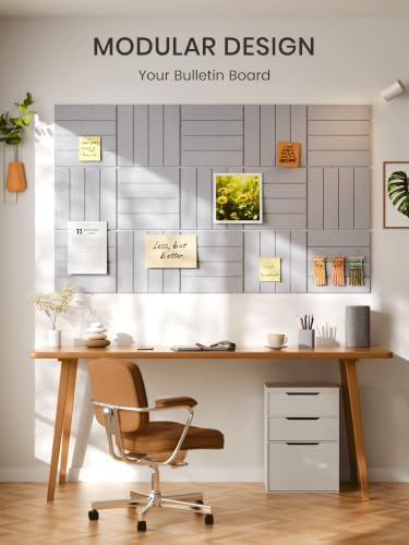 Bumusty 36" x 24" Large Cork Board Alternative, Soft Gray
