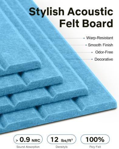 48" x 36" Large Cork Bulletin Board Tiles, Peel and Stick Felt Wall Panels for Vision, Message Center, Picture and Prayer Board for Office, Dorm, Room and Desk Decor(Aqua Blue)
