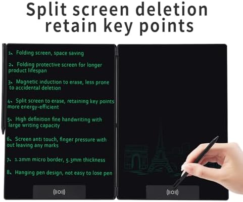 14.3in Foldable LCD Writing Tablet, Reusable Digital Notepad with Lock