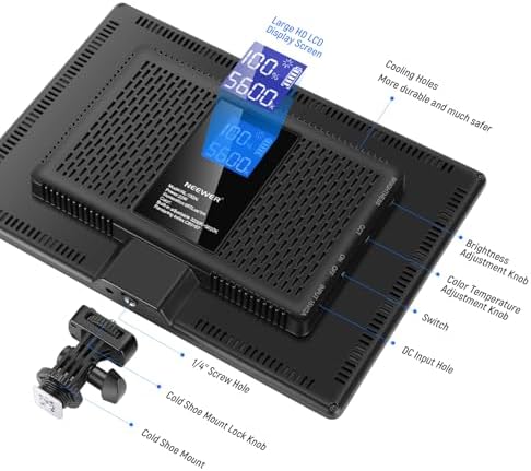NEEWER 13" LED Video Light Panel, Studio Lighting Kit with Tripod Stand, 20W Bi Color Dimmable Photo Key Light for Streaming Photography Podcast Recording, CRI97+ 2400Lx/0.5m, 29.6Wh Battery, NL-192AI