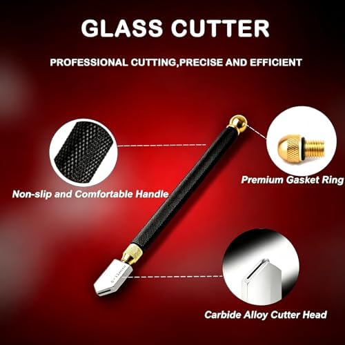 23Pcs Stained Glass Tools Kit, Glass Cutters Tools with Wheeled Glass Nippers,Running & Grozer Pliers, 2-20mm Glass Cutters with Oil, Safety Gloves & Rich Accessories-For Mosaic,Tile,Fusing,DIY Crafts