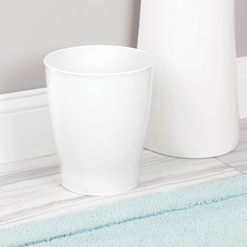 iDesign Small Round Plastic Trash Can, White, Set of 4