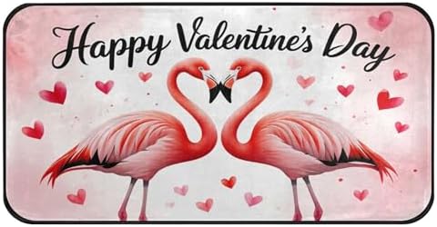 Aslsiy Flamingo Couple with Love (4) Kitchen Rug Kitchen Mats Valentines Floor Comfort Welcome Washable Non Slip Area Rug for Home Decor 39" X 20"