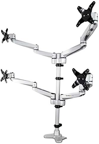 StarTech Desk Mount Quad Monitor Arm up to 30in, 24.8lb/11.3kg (ARMQUADPS)