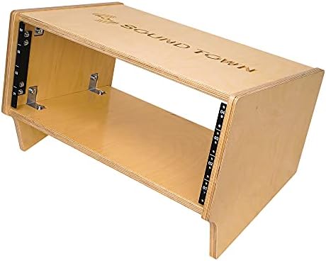 Sound Town DIY 4U Angled Desktop Turret Studio Rack with Solid Baltic Birch Plywood, Golden Oak, Assembly Required (SDRK-Y4SL)