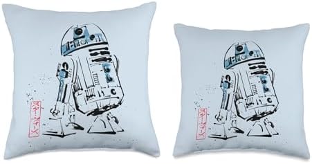 Star Wars R2-D2 Japan Sumi-e Ink Wash Painting Style Throw Pillow