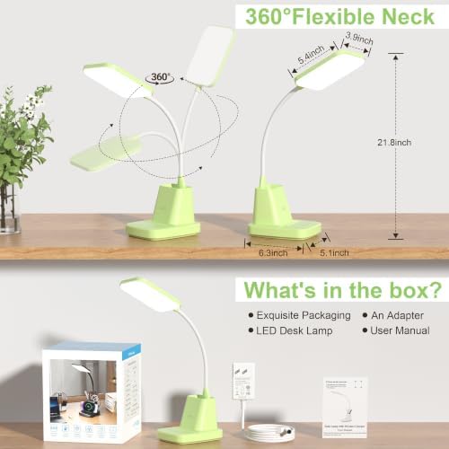 LED Desk Lamp with 10W Wireless Charging & Pen Holder, Light Green