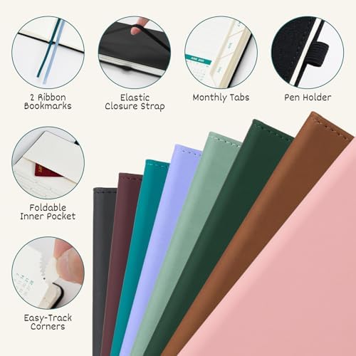 BEZEND Weekly Notebook Planner 2026 2027, Equal Weekend & Sunday Starts, Academic Calendar (Jul 26-Jun 27) with Monthly Tabs & 100GSM Thick Paper for Men Women Office Home, PU Leather - Midnight Green