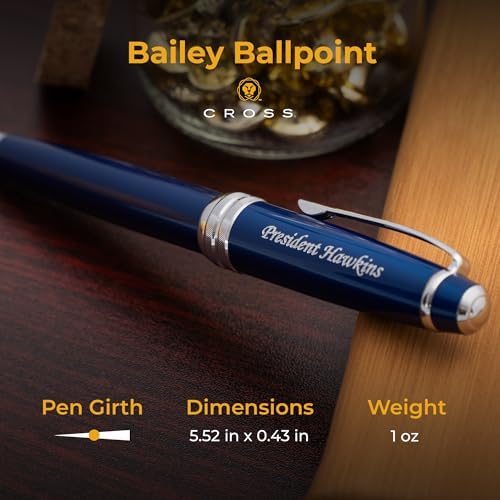 Cross Bailey Personalized Ballpoint Pen in Blue Lacquer with Chrome Trim