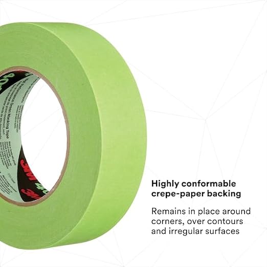 3M 401+ 2" x 60yd High Performance Masking Tape - 2" x 60 Yards Roll, Crepe Paper, Green