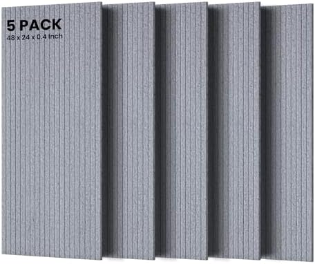 TO-TH Acoustic Wall Panels Large Noise Deadening Panel 5 Pack, Silver Gray