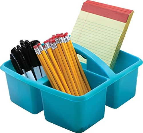 Teacher Created Resources Assorted Bright Colors Portable Plastic Storage Caddy 6-Pack for Classrooms, Kids Room, and Office Organization, (Lime, Orange, Pink, Purple, Teal, and Yellow) 3 Compartment
