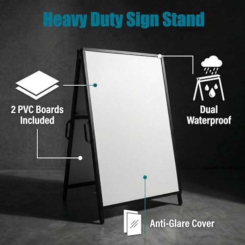 USCNC A Frame Sidewalk Sign 24x36 inches Sandwich Board Signs Outdoor Heavy Duty Double-Sided,including 2 Corrugated Boards 2 Anti-Glare for Business Indoor Outdoor (1PACK)