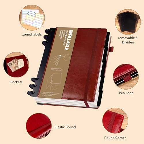 Yoment Refillable Journal Notebooks for Work, Journal for Women Men,Red
