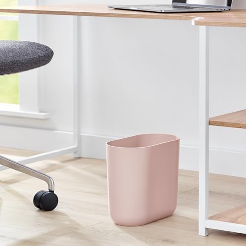 iDesign Small Slim Plastic Bathroom Trash Can, Pink