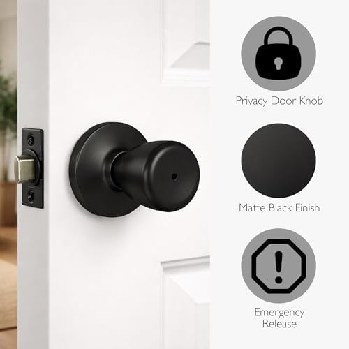 Design House Terrace Privacy Door Knob, Matte Black