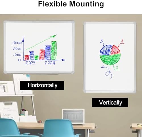 DEVELOP Magnetic Dry Erase White Board 24x36 Inch, Aluminum Frame Wall-Mounted Whiteboard with Detachable Marker Tray & Magnetic Surface for Home Office Classroom Kitchen Memo
