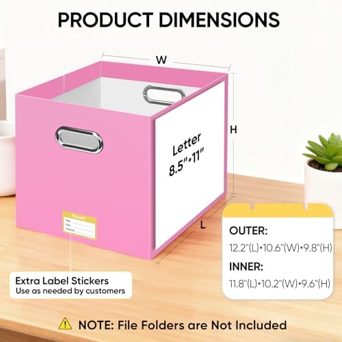 BALEINE 8PK File Organizer Box, Cardboard File Folder Organizer with Handle | Strong Corrugated Paper Core, Label Stickers for Identification, Hanging File Folder Organizer, Home Office Document Storage