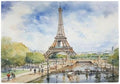 ALAZA Paris Eiffel Tower Tower Watercolor 1 PC Placemats Rectangle Table Mat for Dining Table Restaurant Kitchen Home Decor, 12" x 18"