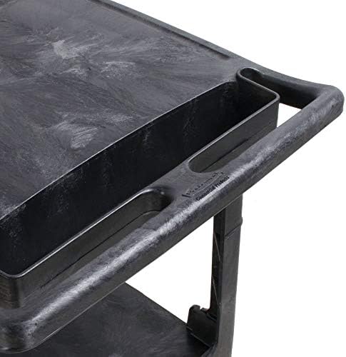 Rubbermaid Commercial Products 2-Shelf Utility/Service Cart Medium Flat Shelves Storage Handle 500 lbs. Capacity for Warehouse/Garage/Cleaning/Manufacturing