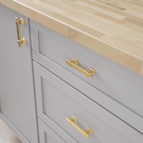 Franklin Brass 5 Pack Modern Gold Adjustable Drawer Pulls Kitchen Cabinet Handles Cupboard Knobs and Dressers Fits 1-3/8 to 4 inch (35–102mm) Hole Center | Adjusta-Pull™