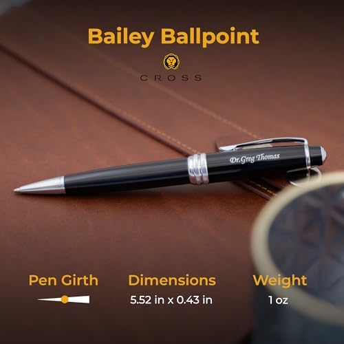Cross Bailey Personalized Ballpoint Pen in Black Lacquer with Chrome Trim
