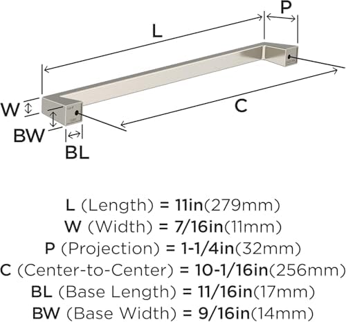 Amerock 10-1/16" Blackrock Satin Nickel Drawer Pull
