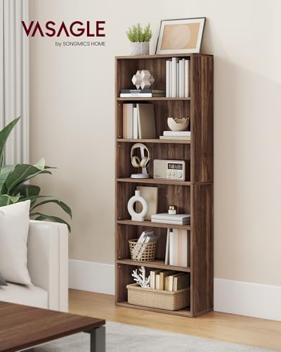 VASAGLE 6-Tier Bookshelf, Storage Organizer, 23.6 x 9.4 x 63.2 Inches