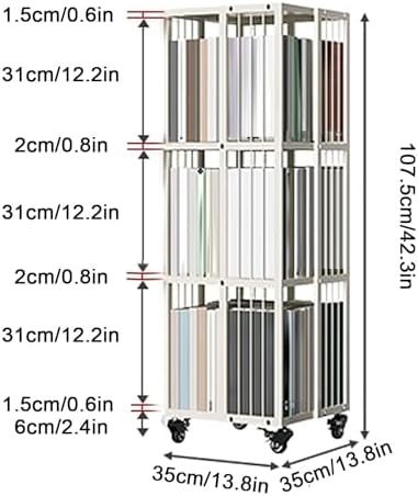 GAMAK Rotating Bookshelf with Brake Wheels Revolving Bookcase 360° Display 3-4tier Floor Standing Bookcase Used in Bedrooms Living Rooms Study Office (Size : Three)