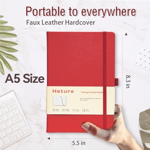Heture Hardcover Notebooks, 6 Packs A5 Lined Journals Notebook for Writing 160 Pages, 8.2 x 5.5 inch, 6 Colors Classic Ruled Notebooks for College/Work/Travel (Assorted Color, 6 Pack)