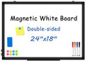 Double-Sided White Board Dry Erase Magnetic Whiteboard Wall 24x18 Black