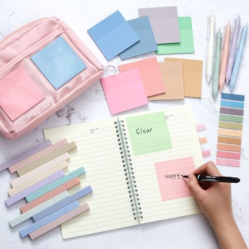 Jutom 39 Pcs Aesthetic Book Annotation Kit,Pink,Kawaii Style