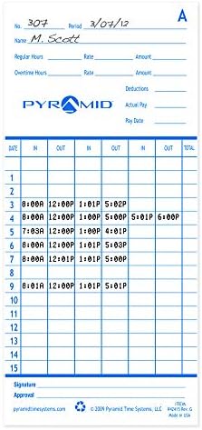 Pyramid Time Systems - Authentic Time Cards (42415PK5) - 500 Cards