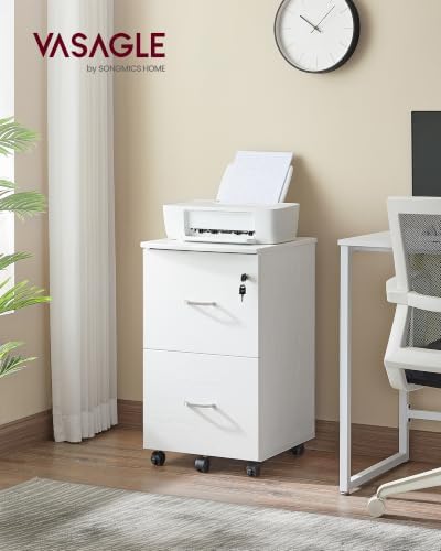 VASAGLE 2-Drawer File Cabinet, Small Rolling, Locking, Printer Stand