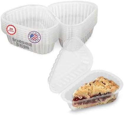MT Products Hinged Extra Small Plastic Pie, Cheesecake, Cake Slice Container for Small Pies and Cakes (Pack of 20) - Made in The USA