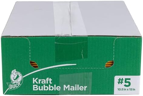 Duck Brand #5 Kraft Bubble Mailer, Manila, 10.5 inch x 15 inch, 25 Pack