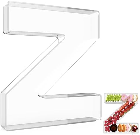 13.8" Extra Large Acrylic Letter Charcuterie Board Box, Reusable Fillable Letter Cake Candy Dish Display Serving Tray for Birthday Anniversary Party Decoration (Z)