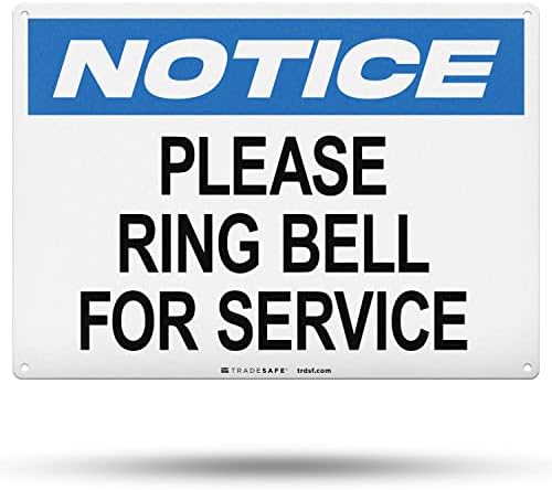 TRADESAFE Please Ring Bell for Service Sign - Aluminum Ring Bell Sign, Light Reflective, UV-Resistant, Waterproof, 14” X 10” Signs for Business