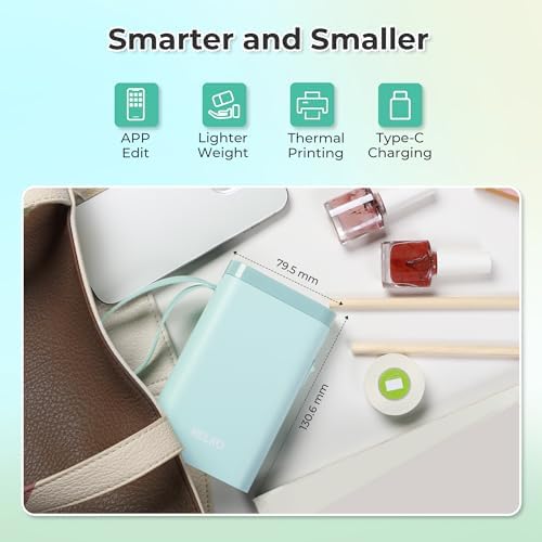 Nelko P21 Label Maker Machine with Tape, Bluetooth Label Printer, Cyan