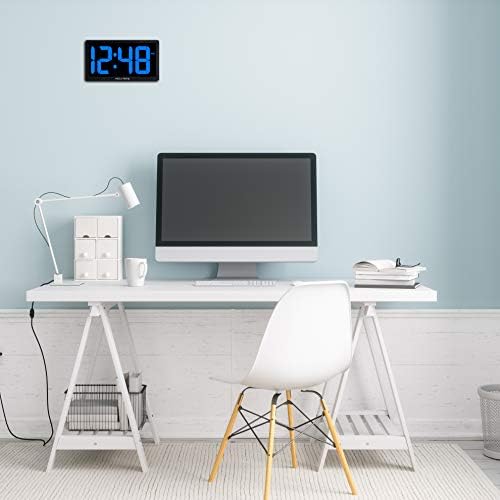 AcuRite Digital Clock with Auto Dimming Brightness, 10-Inch / Blue