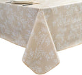 LIBERECOO Vinyl Tablecloth with Flannel Backing –Indigo Botanical Charm, Waterproof, Wipeable, Durable Table Cover – 4 Colors