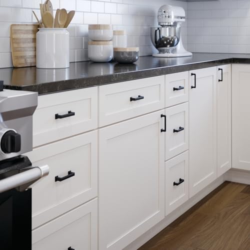 Franklin Brass 10 Pack Matte Black Cabinet Handles 3 inch (76mm) Kitchen Cabinet Handles and Drawer Pulls for Cupboards and Dressers | Stepped