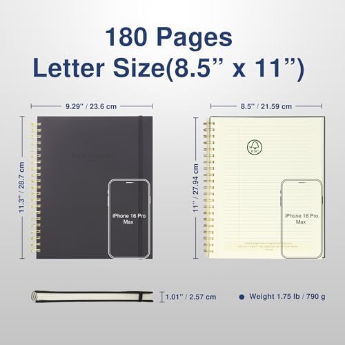 AuroPlanner Undated Daily Planner To Do List Hourly Schedule 2028 2027 2026 Calendar & Holiday Habit Tracker 180 Pages Letter Size 8.5" x 11" Sheets Hardcover Spiral Bound Notebook (Black)